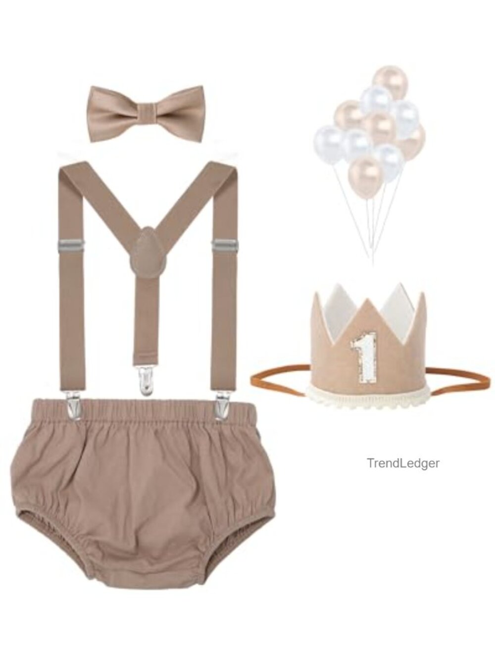 Baby Boys Cake Smash Outfit First Birthday Set Suspenders Bowtie Crown